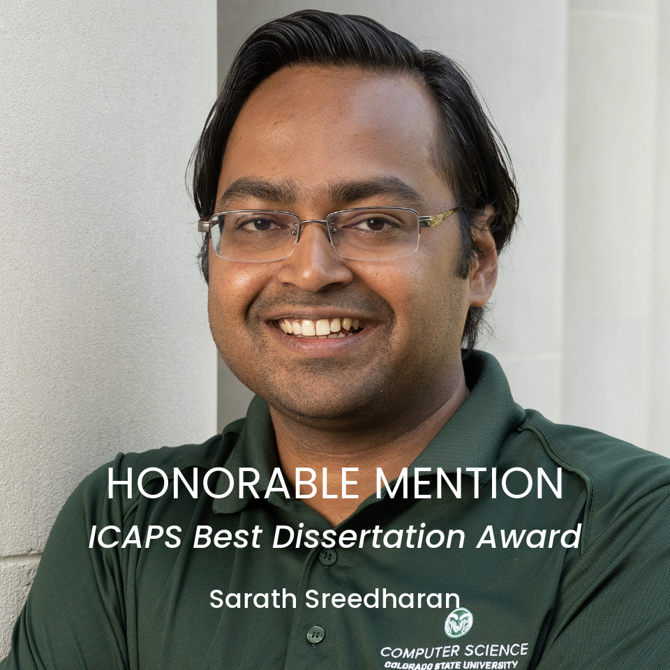Sarath Sreedharan receives ICAPS Honorable Mention Award