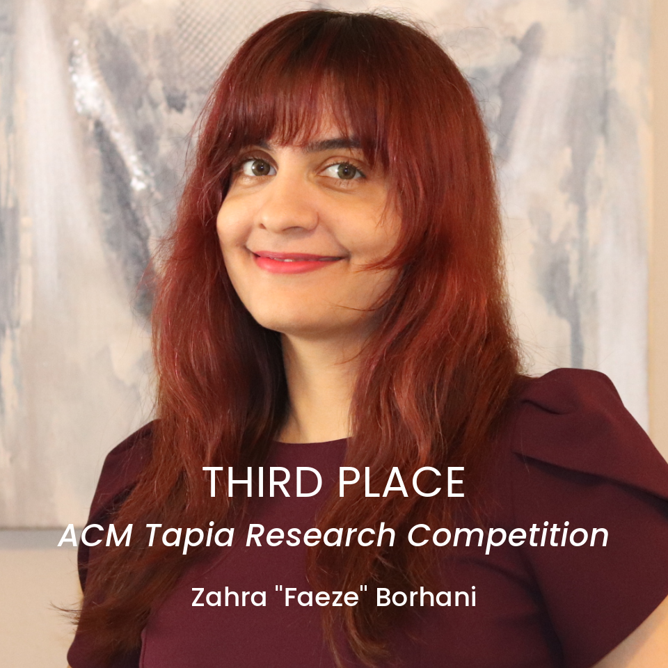 Zahra Borhani, 3rd place winner in the ACM Tapia graduate research competition